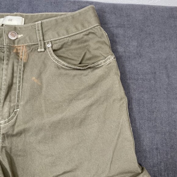H&M Sage Green Cargo Utility Pants Contrast Stitching Pockets Womens Size 6 - Picture 10 of 13